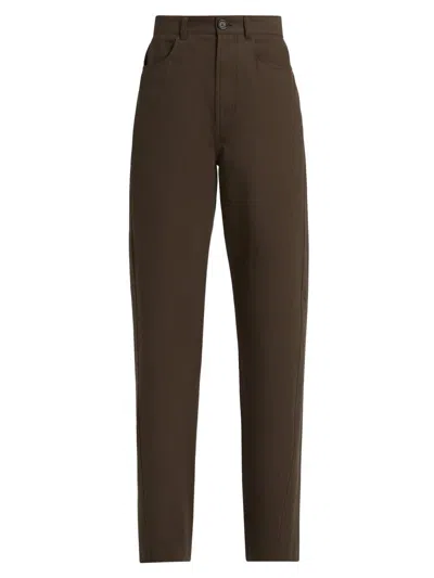 Totême Women's Twisted Tailored Cotton Trousers In Brown