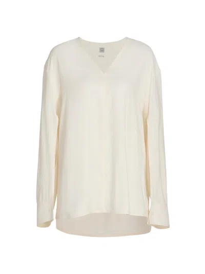 Totême Women's V-neck Twill Blouse In Neutral