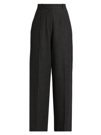 Totême Pleated Wool-blend Straight-leg Pants In Gray