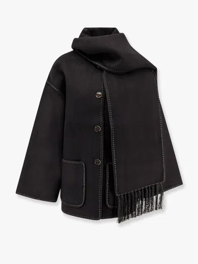 Totême Toteme Women Wool Blend Coat With Embroidery And Scarf