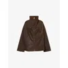 Totême Womens Bark Country Funnel-neck Cotton Jacket In Brown