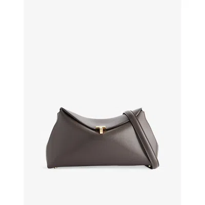 Totême Womens Bark T-lock Mini Leather Clutch Bag In Brown