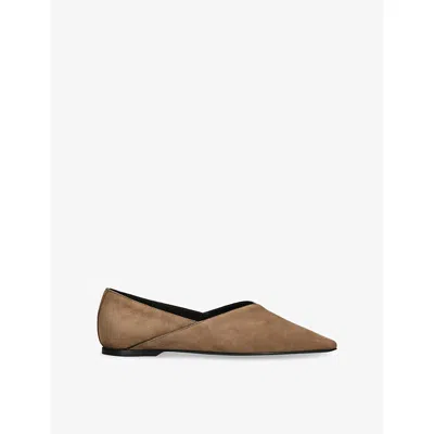 Totême Womens The Everyday Suede Flat Beige Eur 38/5 Uk