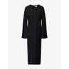 Totême Womens Black Bell-sleeves Plunge Woven Maxi Dress In Black