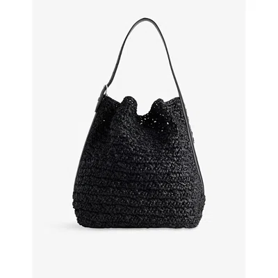 Totême Womens Black Belted Raffia Tote Bag