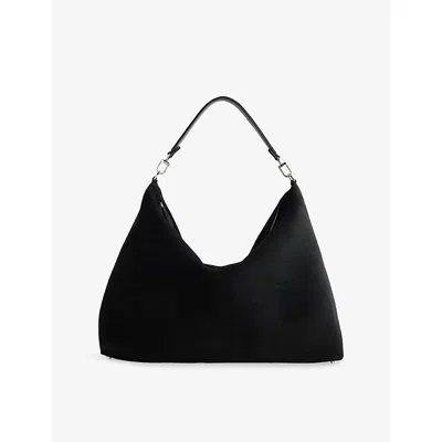 Totême Womens Black Bevel Suede Tote Bag