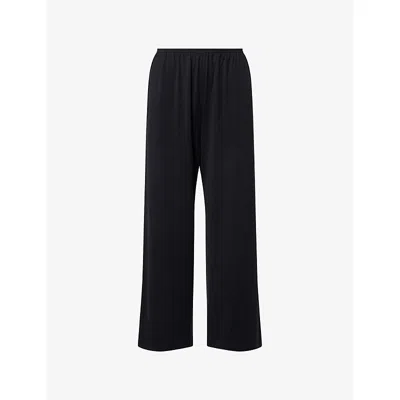Totême Womens Black Elasticated Straight-leg Cotton And Silk Trousers