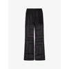 Totême Womens Monogram-crochet Wide-leg Cotton And Silk Trousers Black