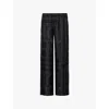 Totême Toteme Women Silk Trousers With Monogram Logo Embroidery In Black
