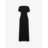 Totême Womens Pleated Short-sleeve Jersey Midi Dress Black Xs In Black
