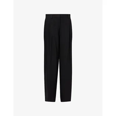 Totême Womens Black Pleated Wide-leg Woven Trousers