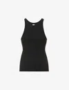 Totême 'espera' Black U Neck Rib Tank Top In Stretch Cotton Woman Toteme In Black