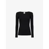 Totême Womens Black Ribbed Scoop-neck Stretch-wool Blend Top