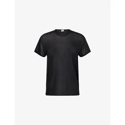 Totême Womens Black Round-neck Short-sleeves Knitted Silk Top