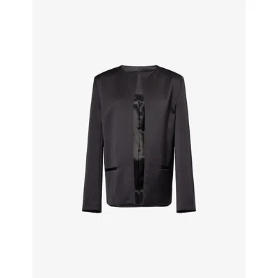 Totême Womens Black Satin Round-neck Woven Jacket