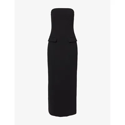 Totême Womens Black Strapless Slim-fit Woven  Maxi Dress