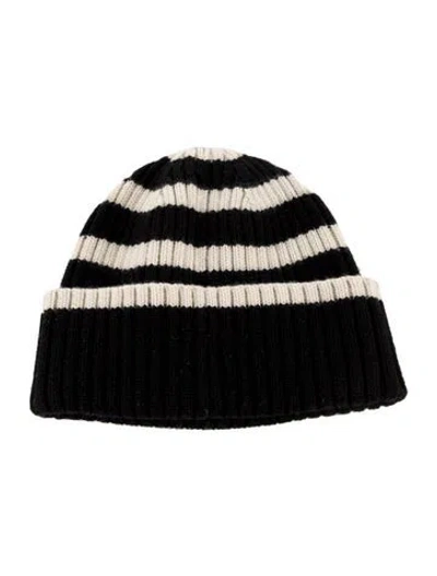 Pre-owned Totême Womens Black Stripe Print Beanie