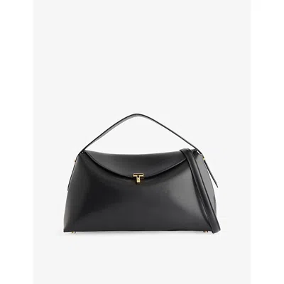 Totême Womens Black T-lock Leather Top Handle Bag