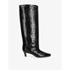 Totême Womens Black The Wide Shaft Croc-effect Leather Knee-high Boots Eur 37 / 4 Uk In Black