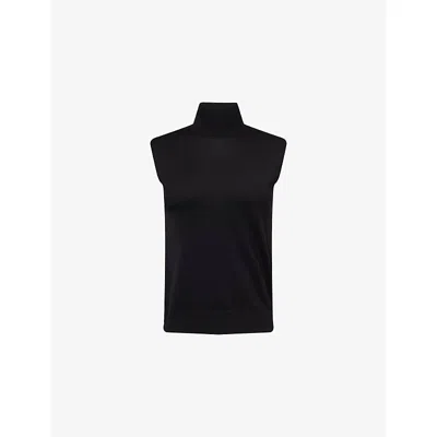 Totême Womens Black Turtleneck Sleeveless Wool And Silk Top