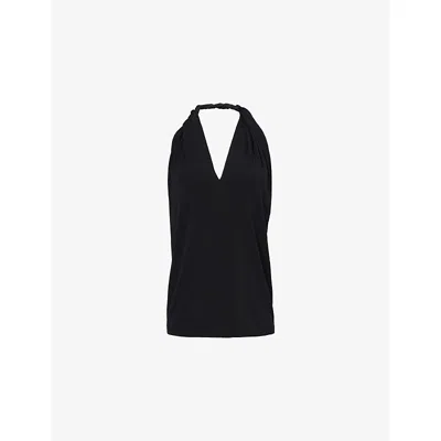 Totême Womens Black Twisted Halter-neck Jersey Top Xs