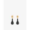 Totême Womens Toteme Onyx Drops 24ct Yellow-gold Plated Brass Drop Earrings In Black