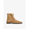 Totême Beige Suede Ankle Boots In Brown