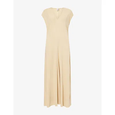 Totême Womens Chai V-neck Sleeveless Stretch-jersey Maxi Dress Xs In Brown