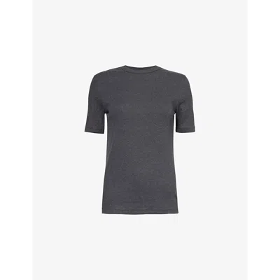 Totême Womens Charcoal Melange Ribbed Round-neck Stretch-organic-cotton T-shirt