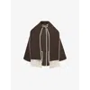 Totême Womens Chocolate Melange Embroidered-trim Scarf Wool-blend Jacket In Brown