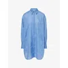 Totême Womens Cobalt Monogram-print Cotton-blend Shirt In Blue