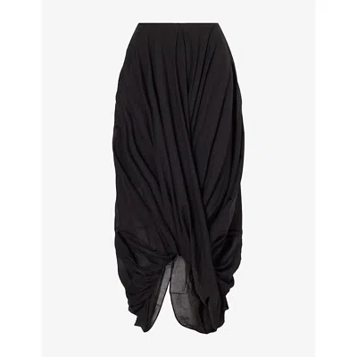 Totême Womens Cocoon Cotton-blend Midi Skirt Black