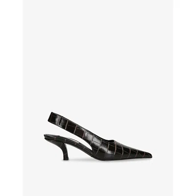 Totême Croc-effect Leather Slingback Pumps