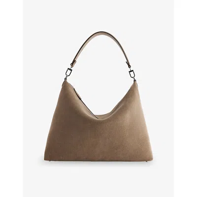 Totême Womens Toteme Bevel Medium Suede Tote Bag In Brown