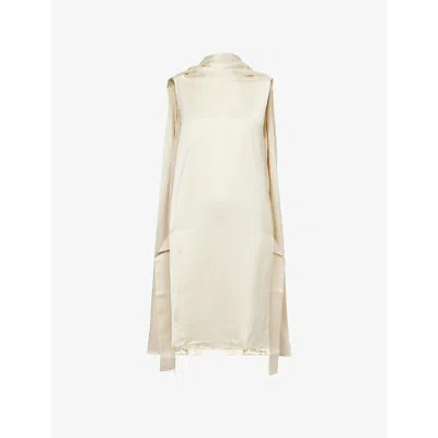 Totême Womens Ecru Cocoon Scarf Woven Midi Dress Xl In Sand