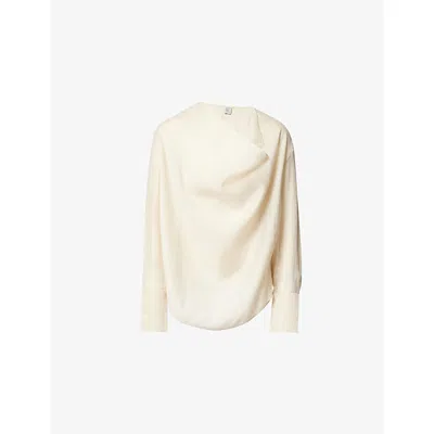 TOTÊME WOMENS TOTEME COWL-NECK LONG-SLEEVES WOVEN BLOUSE