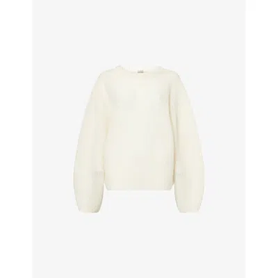 Totême Womens Toteme Ribbed Long-sleeves Wool-blend Jumper In Brown