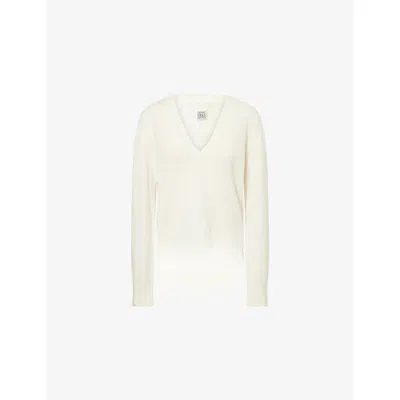 Totême Womens Toteme V-neck Relaxed-fit Cashmere Jumper