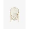 Totême Womens Ecru Wrap Notch-lapels Woven Blouse In Sand