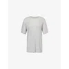 Totême Womens Grey Melange Round-neck Short-sleeves Cashmere-blend Knitted Top In Gray