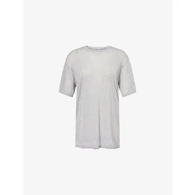 Totême Womens Grey Melange Round-neck Short-sleeves Cashmere-blend Knitted Top In Gray