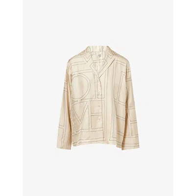 Totême Womens Ivory Monogram Silk Pyjama Top In White