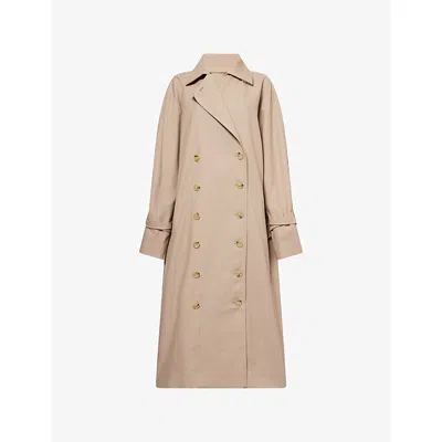 Totême Womens Khaki Double-breasted Cotton-blend Trench Coat In Brown