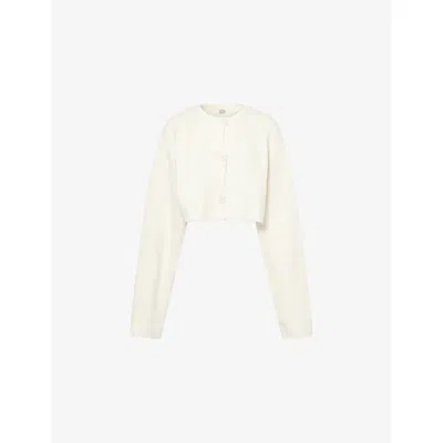 Totême Womens Milk Dropped-shoulder Cropped Knitted Cotton Cardigan Xs In White