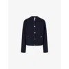 Totême Womens Navy Hammered Round-neck Stretch-wool Blend Cardigan Xs In Blue