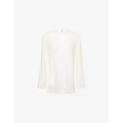 Totême Womens Off White Long Open-weave Mohair And Wool-blend Knitted Jumper Xs