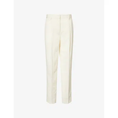 Totême Womens Off-white Pleated Straight-leg Woven Trousers