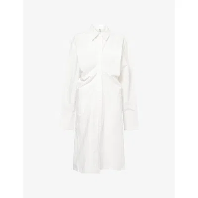 Totême Womens Off White Slouch Cotton And Linen-blend Midi Dress