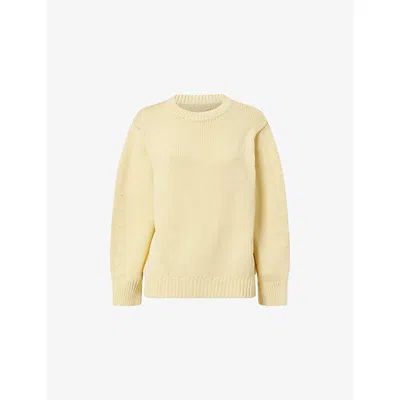 Totême Womens Oversized Crew-neck Cotton Knit Jumper Buttercup In Yellow
