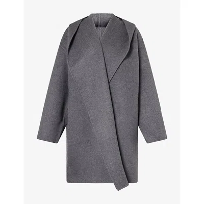 Totême Womens Oversized Wool Hoody Coat Pale Grey Melange In Gray